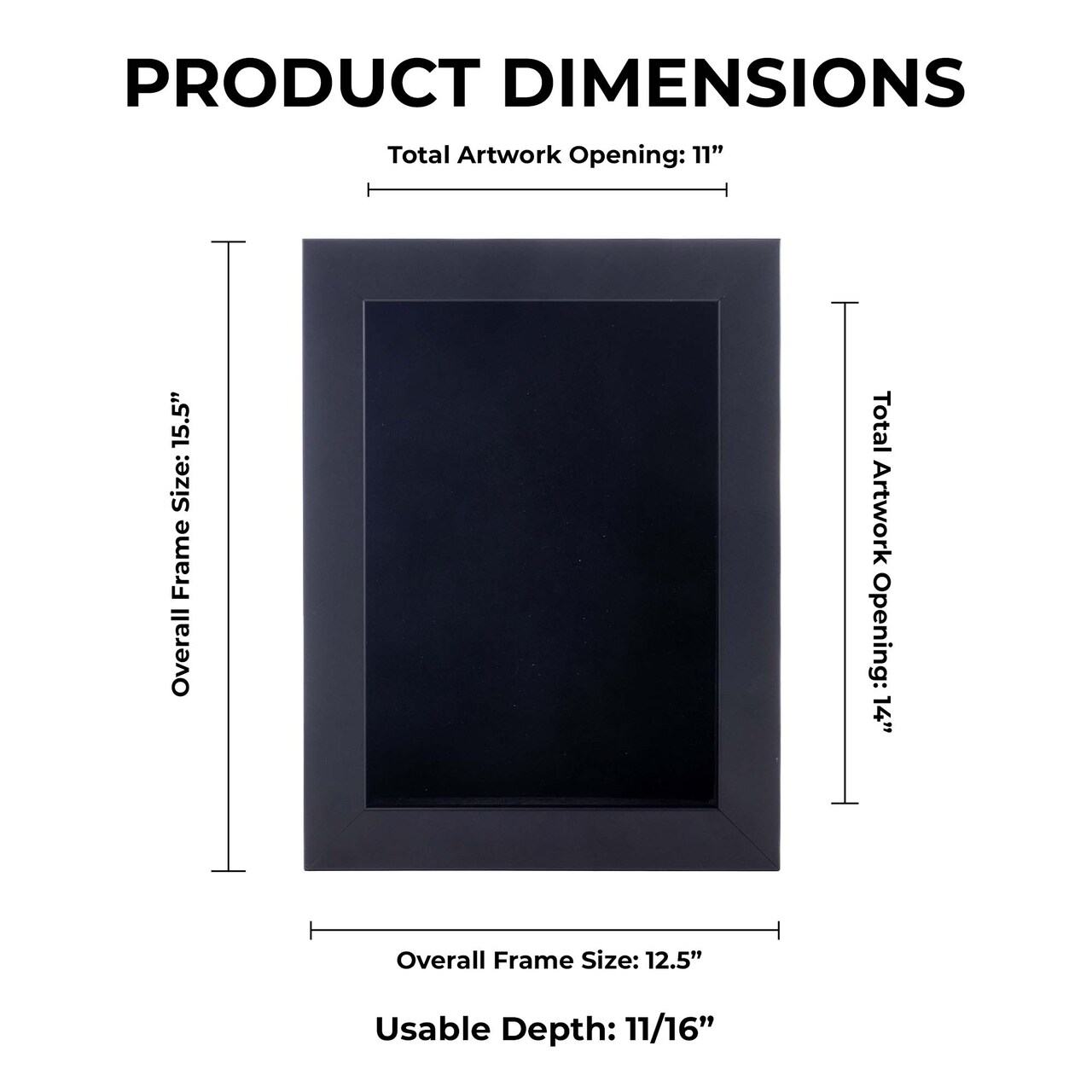 Classic Black Wood Shadown Box Frame with Acrylic Front - Black Suede Backing, 30 Sizes